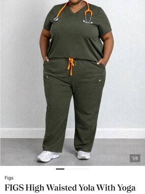 Figs Olive High-Rise Jogger Pants with Orange Drawstring 4XL